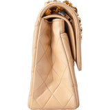 Chanel Quilted Lambskin 24K Gold Medium Double Flap Crossbody Bag