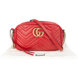 Gucci Red Leather Marmont GG Crossbody Bag