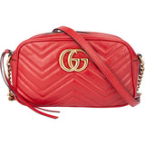 Gucci Red Leather Marmont GG Crossbody Bag