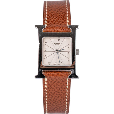 Hermès Silver Tone Heure H HH.1.210 Women Watch - vintageandkickz