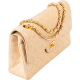 Chanel Quilted Lambskin 24K Gold Medium Double Flap Crossbody Bag