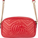 Gucci Red Leather Marmont GG Crossbody Bag