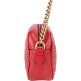 Gucci Red Leather Marmont GG Crossbody Bag
