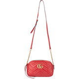 Gucci Red Leather Marmont GG Crossbody Bag