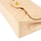 Chanel Quilted Lambskin 24K Gold Medium Double Flap Crossbody Bag