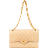 Chanel Quilted Lambskin 24K Gold Medium Double Flap Crossbody Bag