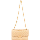 Chanel Quilted Lambskin 24K Gold Medium Double Flap Crossbody Bag