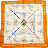 Hermès Classic "La Marine en Bois" Silk Carre 90 Scarf Tuch