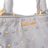 Miu Miu Grey Leather Bicolor Rivets Handbag