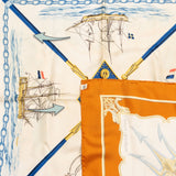Hermès Classic "La Marine en Bois" Silk Carre 90 Scarf Tuch