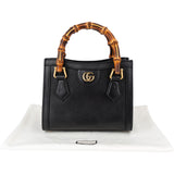 Gucci Black Leather Bamboo Diana Handbag