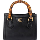 Gucci Black Leather Bamboo Diana Handbag