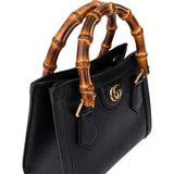 Gucci Black Leather Bamboo Diana Handbag