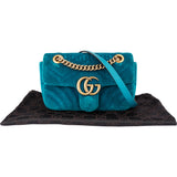 Gucci Blue Satin Marmont GG Crossbody Bag