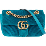 Gucci Blue Satin Marmont GG Crossbody Bag
