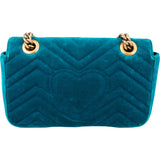 Gucci Blue Satin Marmont GG Crossbody Bag
