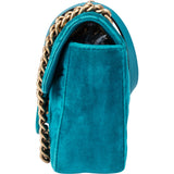 Gucci Blue Satin Marmont GG Crossbody Bag