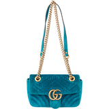 Gucci Blue Satin Marmont GG Crossbody Bag