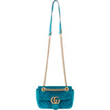 Gucci Blue Satin Marmont GG Crossbody Bag