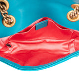 Gucci Blue Satin Marmont GG Crossbody Bag