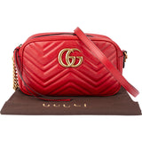 Gucci Red Leather Marmont GG Crossbody Bag