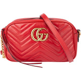 Gucci Red Leather Marmont GG Crossbody Bag