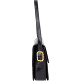 Celine Black Boxcalf Triomphe Shoulder Bag