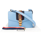 Gucci Blue Leather Sylvie Shoulder Bag