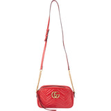 Gucci Red Leather Marmont GG Crossbody Bag