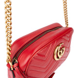 Gucci Red Leather Marmont GG Crossbody Bag