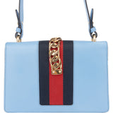 Gucci Blue Leather Sylvie Shoulder Bag