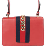 Gucci Red Leather Sylvie Shoulder Bag