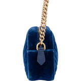 Gucci Blue Satin Marmont GG Crossbody Bag