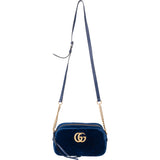 Gucci Blue Satin Marmont GG Crossbody Bag