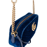 Gucci Blue Satin Marmont GG Crossbody Bag