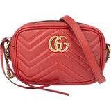 Gucci Red Leather GG Marmont Crossbody Bag
