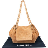 Chanel Brown Suede CC Accordion Crossbody Bag