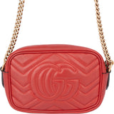 Gucci Red Leather GG Marmont Crossbody Bag