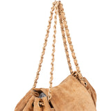 Chanel Brown Suede CC Accordion Crossbody Bag
