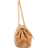 Chanel Brown Suede CC Accordion Crossbody Bag