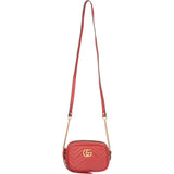 Gucci Red Leather GG Marmont Crossbody Bag