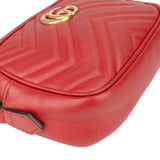 Gucci Red Leather GG Marmont Crossbody Bag