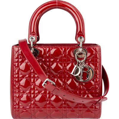 Christian Dior Quilted Patent Leather Lady Dior Handbag