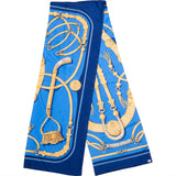 Hermès Bleu "Gaucho" Silk Twilly Maxi Scarf Schal