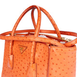 Prada Orange Ostrich Twin Pocket Handbag