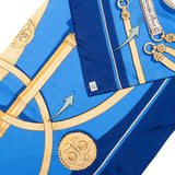 Hermès Bleu "Gaucho" Silk Twilly Maxi Scarf Schal