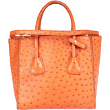 Prada Orange Ostrich Twin Pocket Handbag