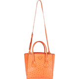 Prada Orange Ostrich Twin Pocket Handbag