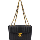 Chanel Quilted Caviar Leather 24K Gold Jumbo Single Flap Crossbody Bag
