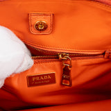 Prada Orange Ostrich Twin Pocket Handbag